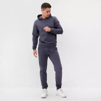 Комплект мужской (фуфайка/брюки) НАЧЁС, цвет тёмно-серый, размер 52