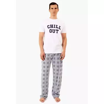 Комплект мужской: футболка, брюки, размер L, цвет белый