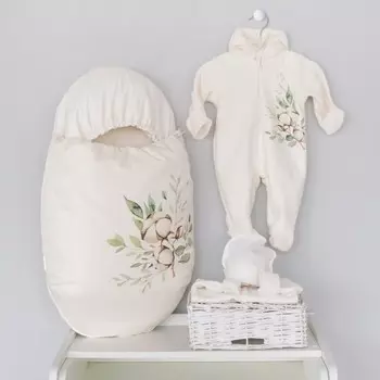 Комплект на выписку «Акварель. Цветы» 5 предметов, рост 50-56 см.