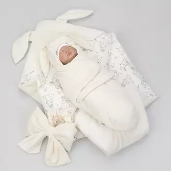 Комплект на выписку демисезонный KinDerLitto «Кроля», 5 предметов, рост 50-56 см, цвет молоко