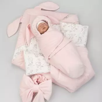 Комплект на выписку демисезонный KinDerLitto «Кроля», 5 предметов, рост 50-56 см, цвет розовый