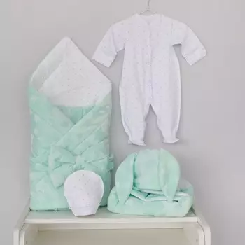 Комплект на выписку демисезонный KinDerLitto «Новые звёздочки-3», 5 предметов, рост 50-56 см, цвет мята