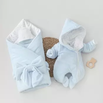 Комплект на выписку демисезонный KinDerLitto «Новый пломбир», 5 предметов, рост 50-56 см, цвет голубой