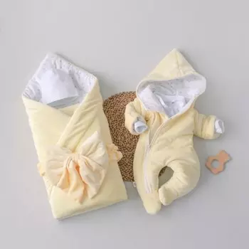 Комплект на выписку демисезонный KinDerLitto «Пломбир», 5 предметов, рост 50-56 см, цвет жёлтый