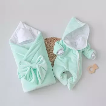 Комплект на выписку демисезонный KinDerLitto «Пломбир», 5 предметов, рост 50-56 см, цвет мята