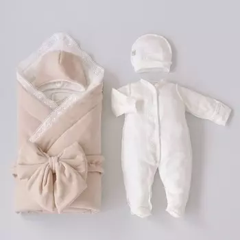 Комплект на выписку демисезонный KinDerLitto «Прованс», 5 предметов, рост 50-56 см, цвет бежевый