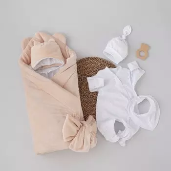 Комплект на выписку демисезонный KinDerLitto «Узелок-2», 5 предметов, рост 50-56 см, цвет бежевый