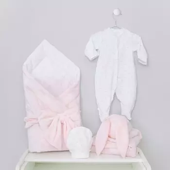 Комплект на выписку демисезонный KinDerLitto «Звёздные дорожки», 5 предметов, рост 50-56 см, цвет розовый