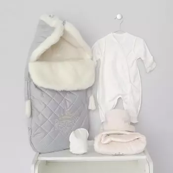 Комплект на выписку «Империя» зимний, рост 56-62 см, 5 предметов, цвет серый