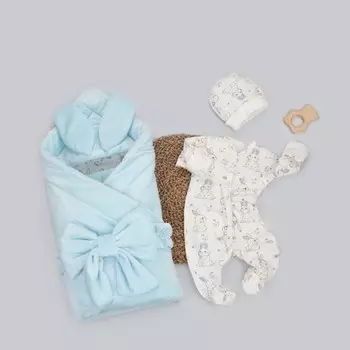 Комплект на выписку KinDerLitto «Кроля», 4 предмета, рост 50-56 см, цвет голубой