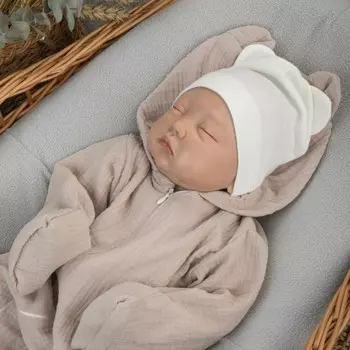 Комплект на выписку KinDerLitto «Муслин», 4 предмета, рост 50-56 см, цвет бежево-серый