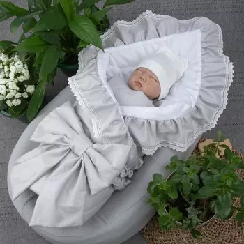 Комплект на выписку KinDerLitto «Новый Прованс», 4 предмета, рост 50-56 см, цвет серый жемчуг