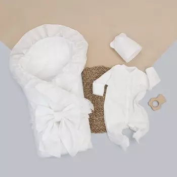 Комплект на выписку KinDerLitto «Версаль», 4 предмета, рост 50-56 см, цвет молочный