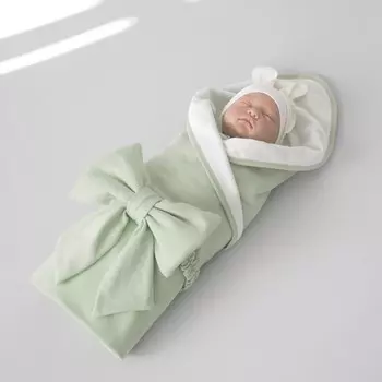 Комплект на выписку KinDerLitto «Узелок», 4 предмета, рост 50-56 см, цвет оливковый