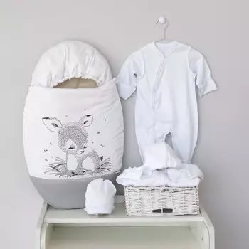 Комплект на выписку «Леснушки» зимний, рост 56-62 см, 5 предметов, цвет серый олененок