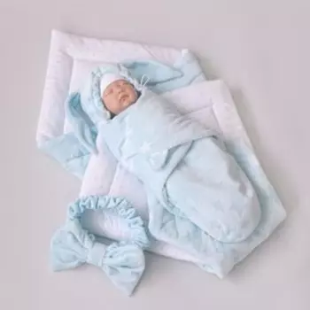 Комплект на выписку «Новые Звёздочки» зимний, рост 56-62 см, 5 предметов, цвет голубой