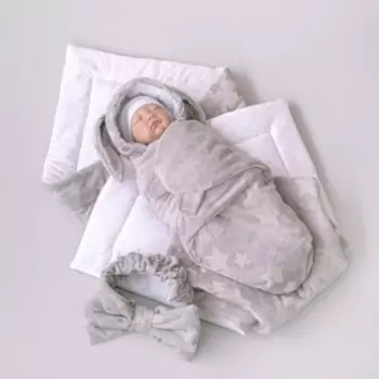 Комплект на выписку «Новые Звёздочки» зимний, рост 56-62 см, 5 предметов, цвет серый