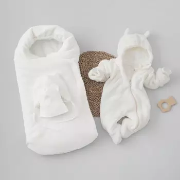 Комплект на выписку зимний KinDerLitto «Домовёнок», 5 предметов, рост 56-62 см, цвет молоко