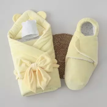 Комплект на выписку зимний KinDerLitto «Медвежонок», 5 предметов, рост 56-62 см, цвет жёлтый