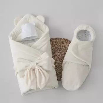 Комплект на выписку зимний KinDerLitto «Медвежонок», 5 предметов, рост 56-62 см, цвет молоко