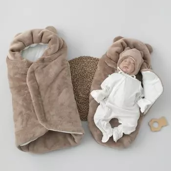 Комплект на выписку зимний KinDerLitto «Пушистый мишка», 5 предметов, рост 56-62 см, цвет капучино