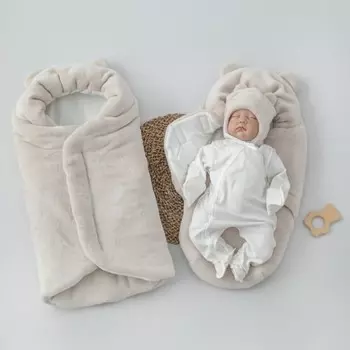 Комплект на выписку зимний KinDerLitto «Пушистый мишка», 5 предметов, рост 56-62 см, цвет бежевый