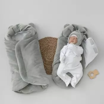 Комплект на выписку зимний KinDerLitto «Пушистый мишка», 5 предметов, рост 56-62 см, цвет серый