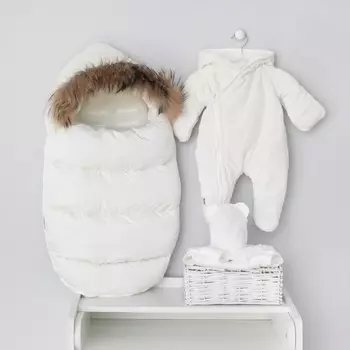 Комплект на выписку зимний KinDerLitto «Скандинавия», 5 предметов, рост 56-62 см, цвет молочный