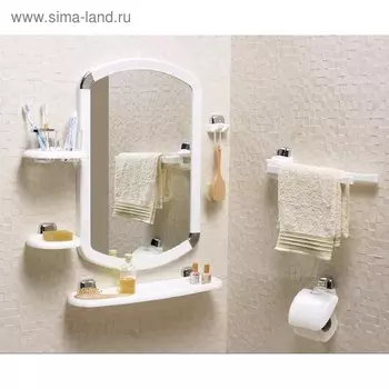 Комплект навесных аксессуаров для ванной и туалета, 7 предметов, цвет розовый