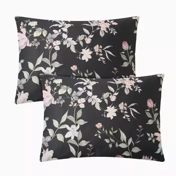 Комплект наволочек «Этель» Black flowers, 5070 см, 2 шт., мако-сатин, хлопок 100%