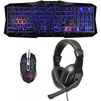 Комплект Оклик HS-HKM100G IMPERIAL (клавиатура, мышь, гарнитура) черный (489352)