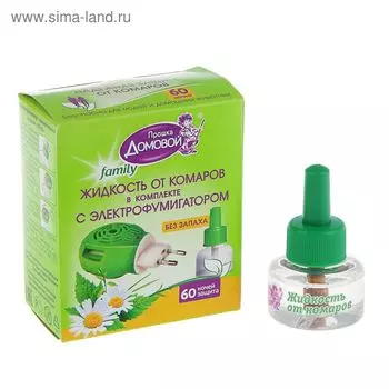 Комплект от комаров «Домовой Прошка», флакон 40 мл + фумигатор