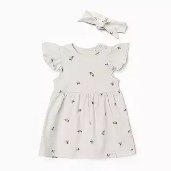 Комплект (платье и повязка) Крошка Я Olives, р. 68-74, молочный