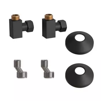 Комплект подключения для полотенцесушителя Point PN00012B, 3/4" х 1/2", квадрат, черный