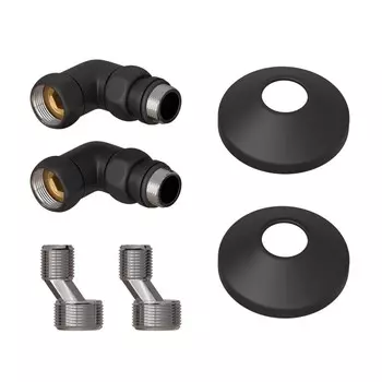 Комплект подключения для полотенцесушителя Point PN93412B, 3/4" х 1/2", со сгоном, черный