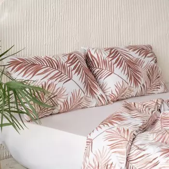 Комплект: пододеяльник с наволочками 1,5 сп «Палмс», размер 145х215 см, 50х70 см, цвет терракотовый