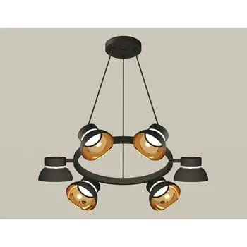 Комплект подвесного поворотного светильника Ambrella light, Traditional DIY, XB9193101, 6хGX53, цвет чёрный песок, золото желтое полированное, прозрачный