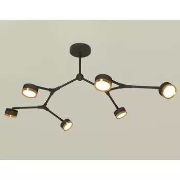 Комплект подвесного поворотного светильника Ambrella light, Traditional DIY, XB9056152, 6хGX53, цвет чёрный песок, золото желтое полированное