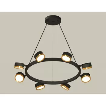 Комплект подвесного поворотного светильника Ambrella light, Traditional DIY, XB9198152, 8хGX53, цвет чёрный песок, золото желтое полированное