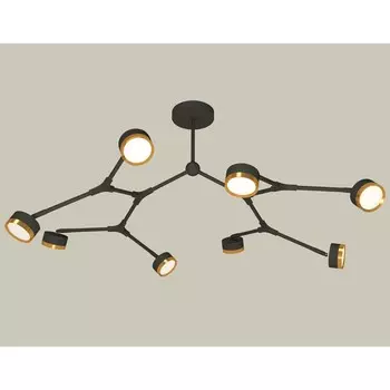Комплект подвесного поворотного светильника Ambrella light, Traditional DIY, XB9060152, 8хGX53, цвет чёрный песок, золото желтое полированное