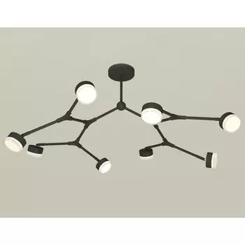 Комплект подвесного поворотного светильника с акрилом Ambrella light, Traditional DIY, XB9060250, 8хGX53, цвет чёрный песок, белый матовый, прозрачный