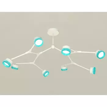 Комплект подвесного поворотного светильника с композитным хрусталём Ambrella light, Traditional DIY, XB9059202, 8хGX53, цвет белый песок, голубой