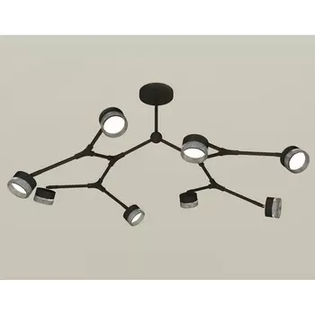 Комплект подвесного поворотного светильника с композитным хрусталём Ambrella light, Traditional DIY, XB9060203, 8хGX53, цвет чёрный песок, тонированный