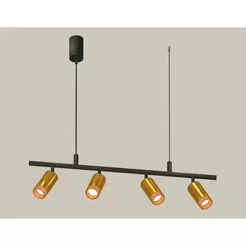 Комплект подвесного поворотного светильника с композитным хрусталём Ambrella light, Traditional DIY, XB9002350, GU5.3, цвет чёрный песок, золото желтое полированное, кофе