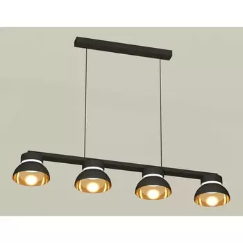 Комплект подвесного светильника Ambrella light, Traditional DIY, XB9152101, 4хGX53, цвет чёрный песок, золото желтое полированное, прозрачный