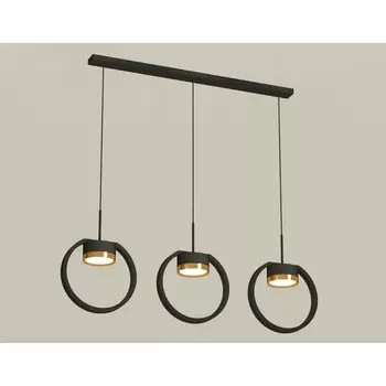 Комплект подвесного светильника Ambrella light, Traditional DIY, XB9107103, 3хGX53, цвет чёрный песок, золото желтое полированное