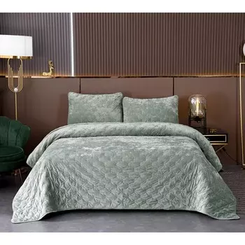 Комплект: покрывало 160х220 см, наволочка 50x70 см, цвет изумрудный