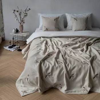 Комплект: покрывало с наволочками «Мэри», размер 230х250 см, 45x45 см - 2 шт, цвет бежево-коричневый