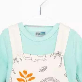 Комплект (полукомбинезон/боди), цвет бежевый/мята, рост 74-80