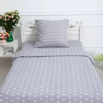 Комплект постельного белья 1,5 сп Звезды сер 150х210 см, 150х210 см, 70х70 см, бязь, 120г/м, хл100%